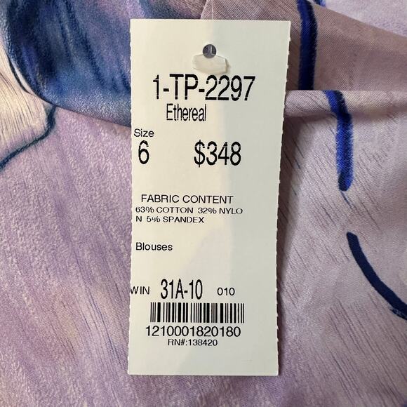 Carlisle Collection Watercolor Cinched Blouse Size 6 Small - Picture 8 of 9